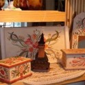 Boxes, tray, mirror, miniature church